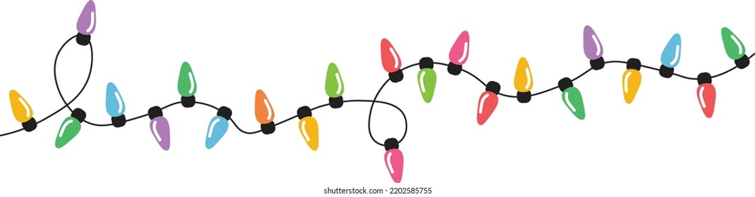 Cadena de luces de Navidad aislada en el vector de fondo blanco