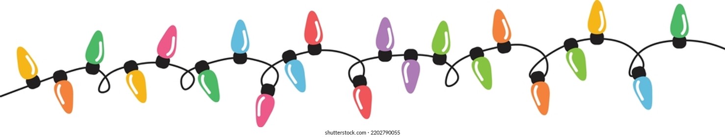 Christmas lights string isolated on white background vector