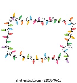 Christmas lights string isolated on white background vector