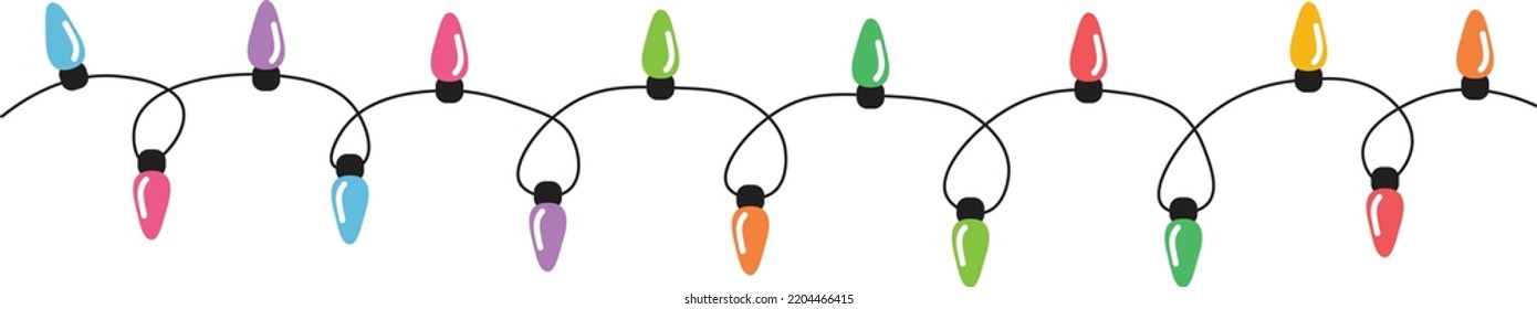 Christmas lights string isolated on white background vector