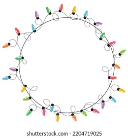 Cadena de luces de Navidad aislada en el vector de fondo blanco