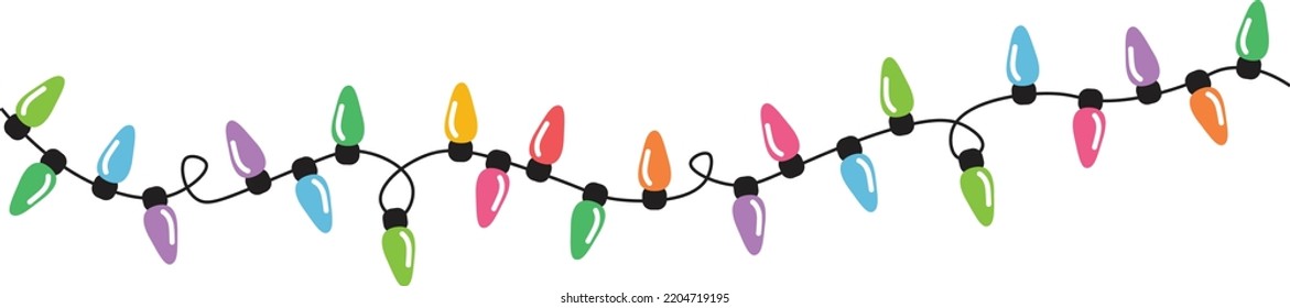 Christmas lights string isolated on white background vector