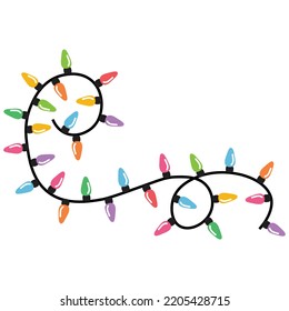 Christmas lights string isolated on white background vector