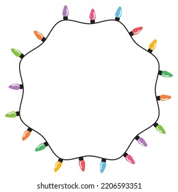 Cadena de luces de Navidad aislada en el vector de fondo blanco
