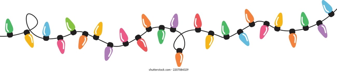 Weihnachtslichtssaite einzeln auf weißem Hintergrund, Vektorgrafik
