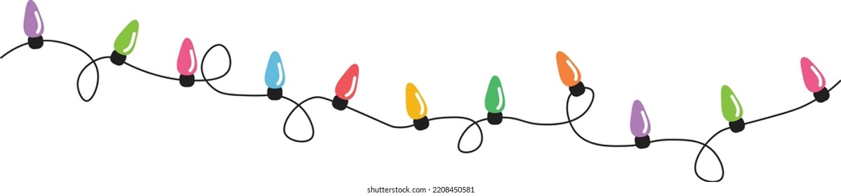 Christmas lights string isolated on white background vector