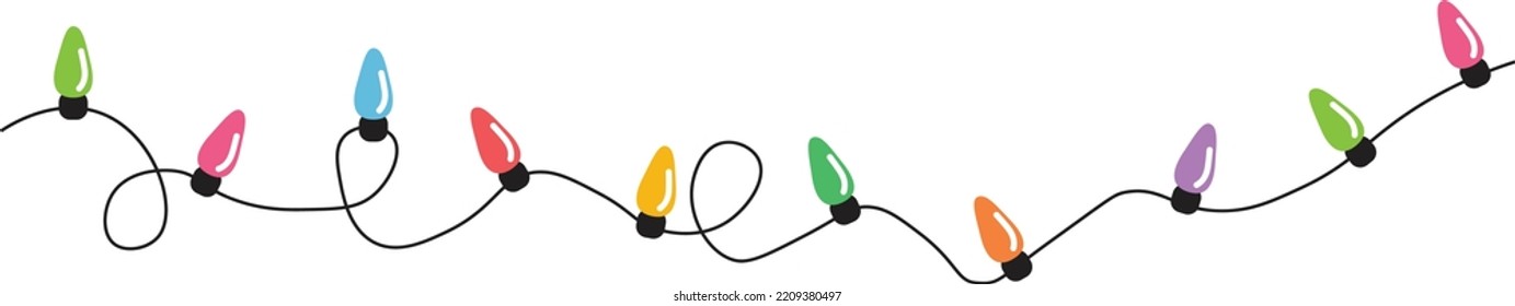 Christmas lights string isolated on white background vector