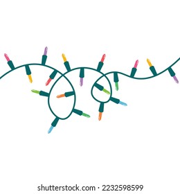 Cadena de luces de Navidad aislada en el vector de fondo blanco