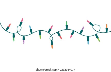 Christmas lights string isolated on white background vector