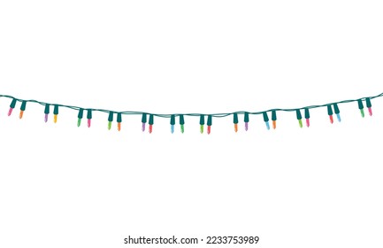 Christmas lights string isolated on white background vector