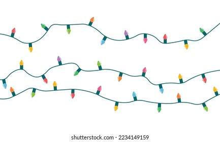 Christmas lights string isolated on white background vector