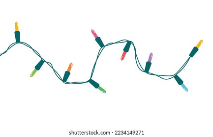 Christmas lights string isolated on white background vector