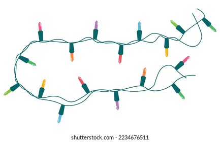 Christmas lights string isolated on white background vector