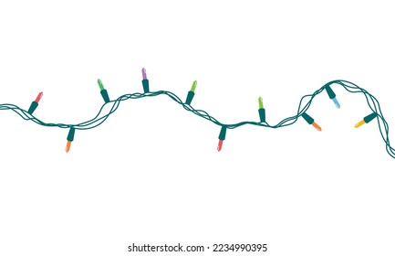 Christmas lights string isolated on white background vector