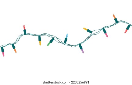 Weihnachtslichtssaite einzeln auf weißem Hintergrund, Vektorgrafik