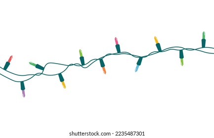 Christmas lights string isolated on white background vector