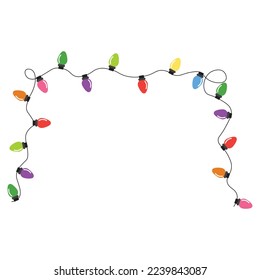 Christmas lights string isolated on white background 