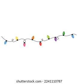 Christmas lights string isolated on white background 
