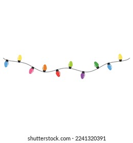 Christmas lights string isolated on white background 