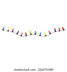Christmas lights string isolated on white background 