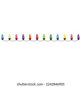 Christmas lights string isolated on white background 