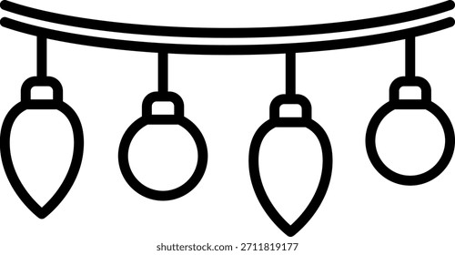 Christmas Lights String Outline Icon