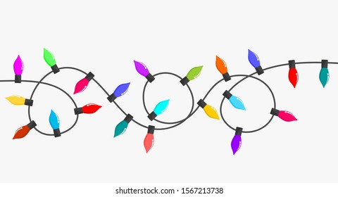 Christmas lights string. Vector illustration