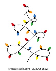 Christmas lights string. Vector illustration. Bright colored garland. Party lights.