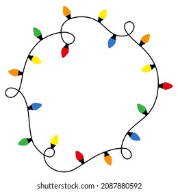 Christmas lights string. Vector illustration. Garlands with colored bulbs.