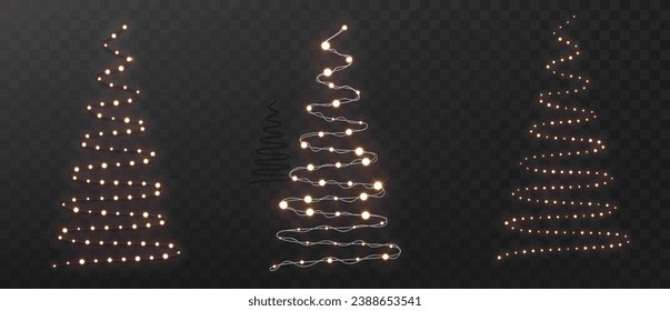 Christmas lights tree of lights bulbs, glowing garlands string. New Year s party lights bulbs, glowing garlands string