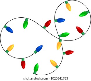 Christmas Lights, Christmas Tree Decoration Vector Art Illustration
