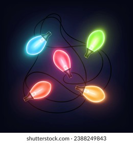 Christmas lights. Christmas tree garland, vector illustration.