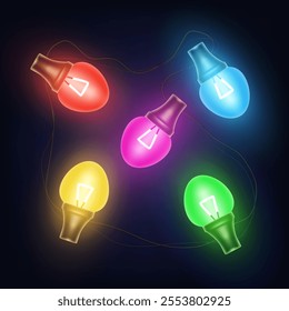 Christmas lights. Christmas tree garland, vector illustration.