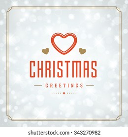 Christmas lights and typography label design vector background. Greeting card or invitation and holidays wishes.
