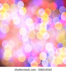 Christmas lights vector background. Colorful festive bokeh. Defocused lights. Can be used for greeting cards web banners and holiday backgrounds. Vector eps10.