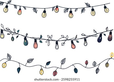 Christmas Lights Vector Illustration Isolated on White Background.