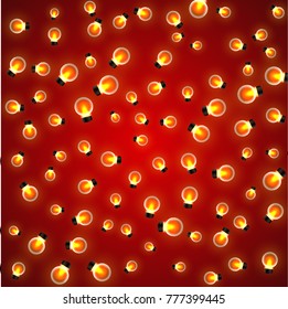 Christmas Lights vector illustration. Xmas colorful bright glowing bulb. Party celebration decoration design. Holiday element.