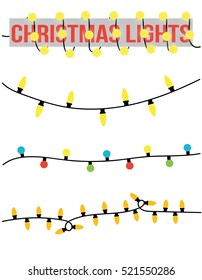 Christmas Lights Vector Isolated Clipart Set On A White Background