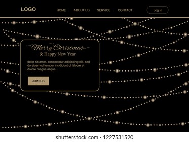 Christmas lights, vector landing pages template