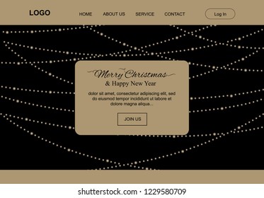 Christmas lights, vector landing pages template
