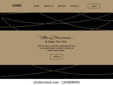 Christmas lights, vector landing pages template