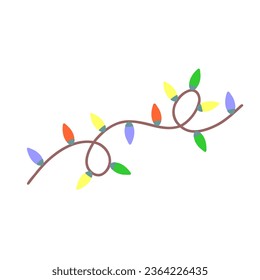 Christmas lights vector in modern colors in a flat cartoon style for xmas cards, banners, posters, web. 