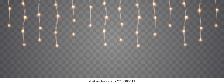 Luces navideñas. Año Nuevo vectorial decora la guirnalda con bombillas brillantes.