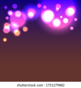 Christmas lights vector, Shiny vector, wave of duotone bokeh lights, blurry neon lights, empty frame vector 