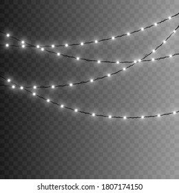 Christmas lights. Vector String with glowing light bulbs.