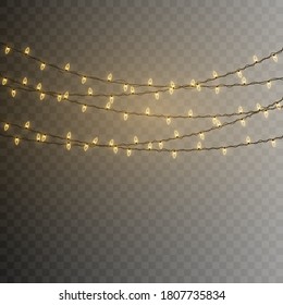 Luces navideñas. Cadena vectorial con bombillas brillantes.