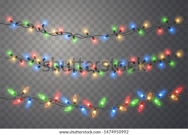 Christmas\
lights. Vector String with glowing light\
bulbs.