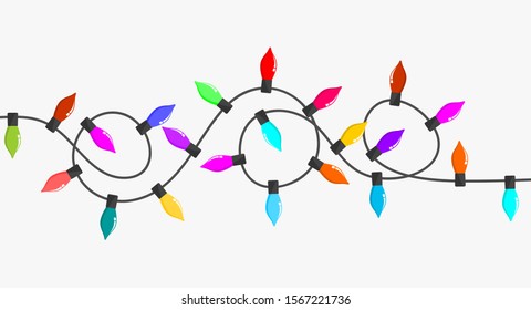 christmas lights with white background. vector illustration