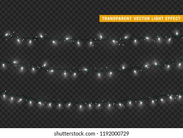 	
Christmas Lights, Xmas Decorations Glowing White Garlands.