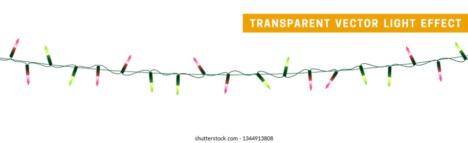 Christmas lights, Xmas decorations glowing green and pink garlands. For light design background.